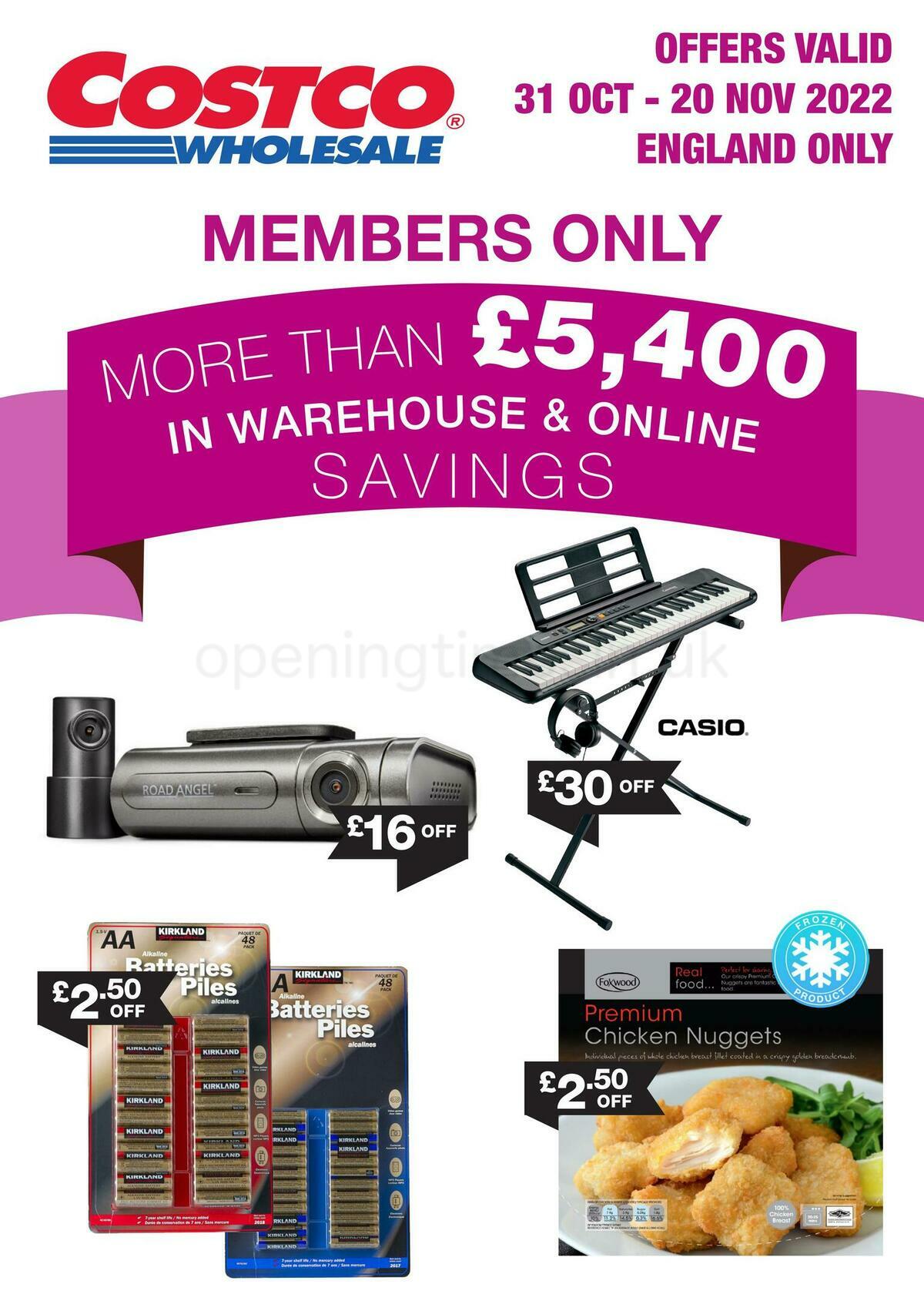 Costco from 30 October