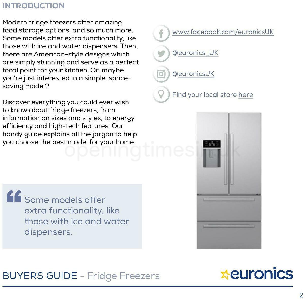 Euronics Fridge Freezers Buyers Guide Offers & Special Buys from 1