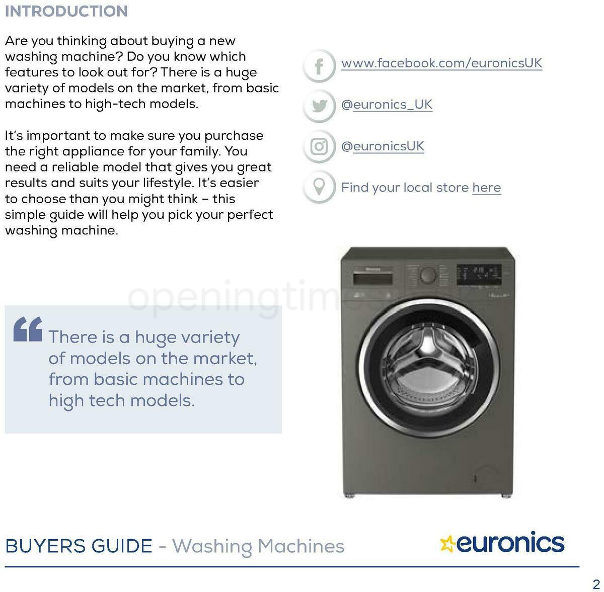 Euronics Washing Machines Buyers Guide Offers & Special Buys from 1
