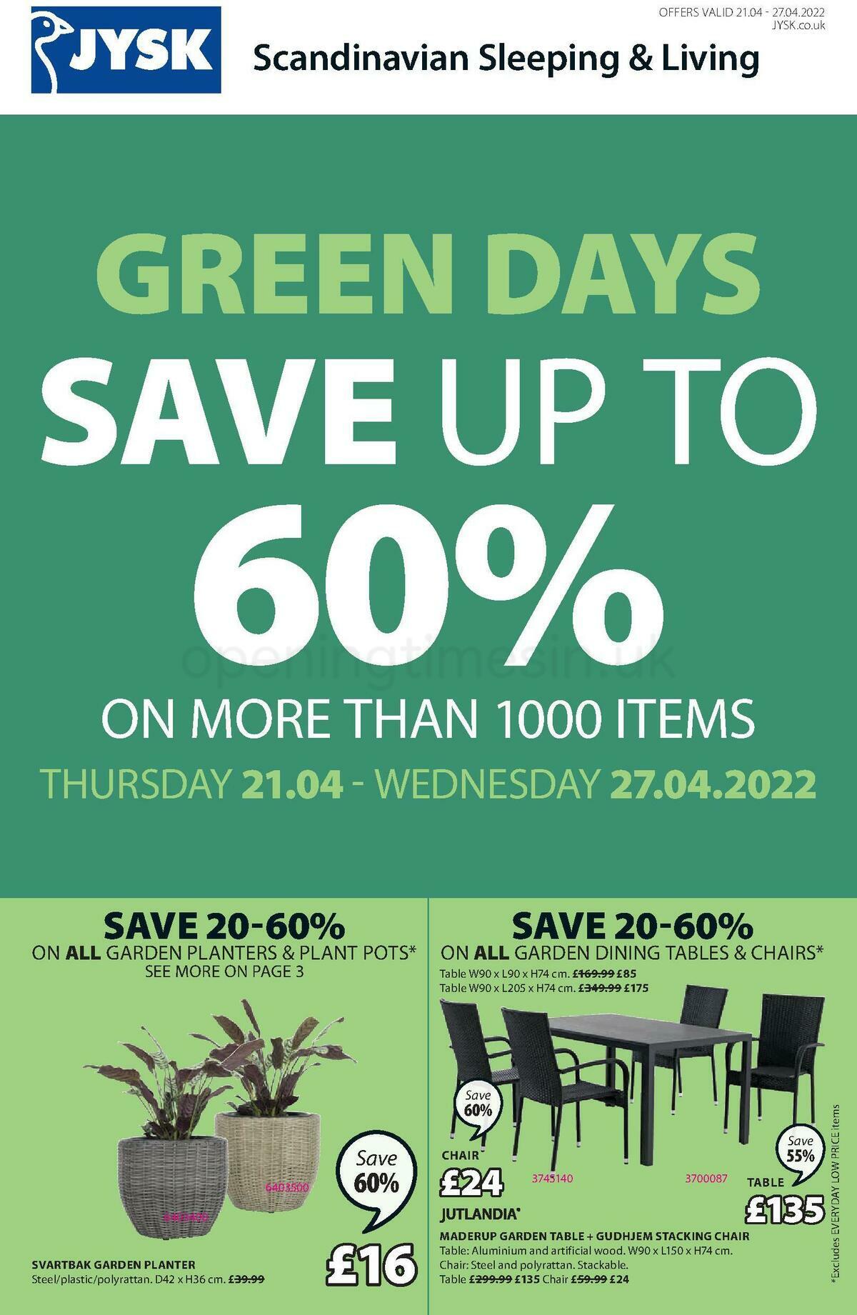 JYSK Offers & Great savings from 21 April