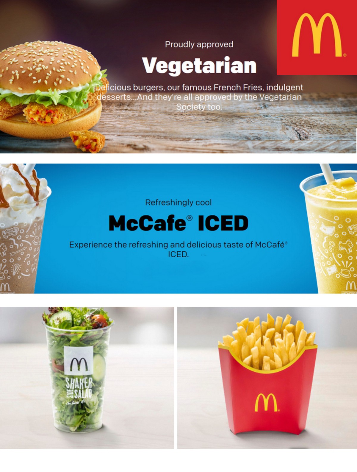 McDonald's Vegetarian Offers & Menu from 1 April