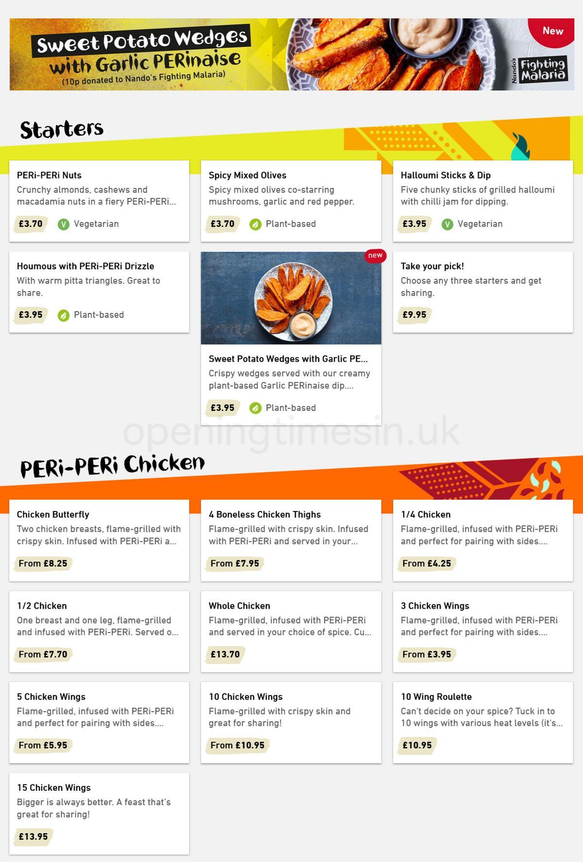 Nando's Offers & Menu from 10 December