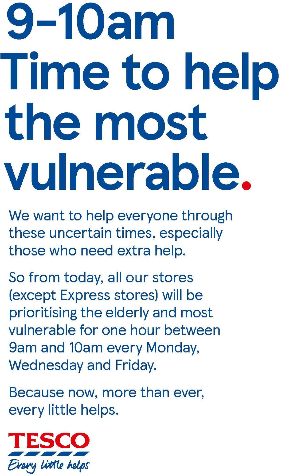 TESCO Time to help the most vulnerable Offers & Special Buys from 24 March